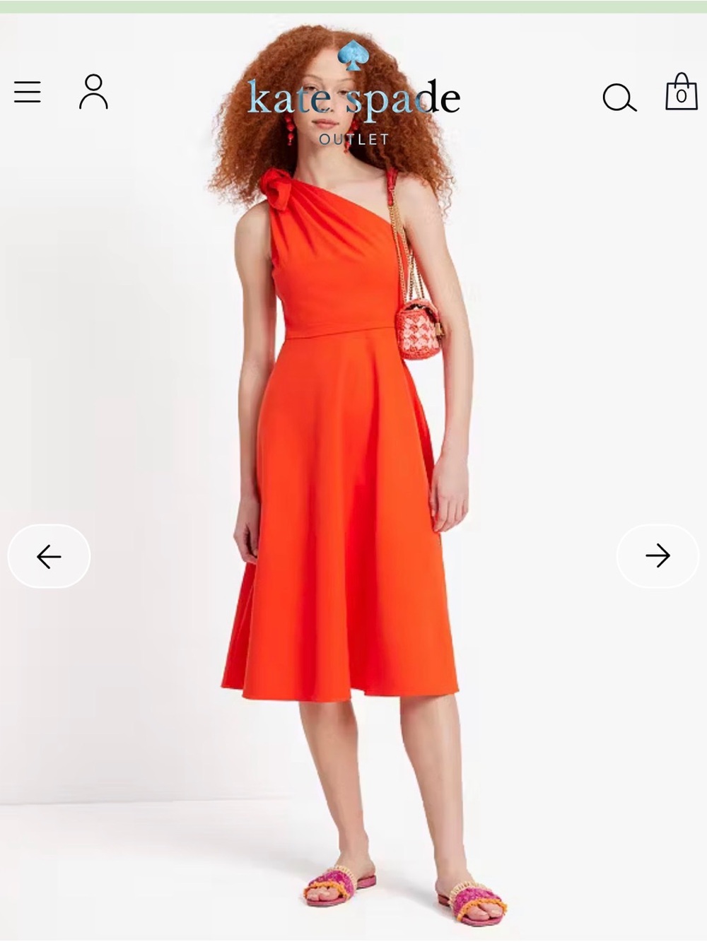 kate spade One-Shoulder Bright Orange Fit-and-Flare Dress
